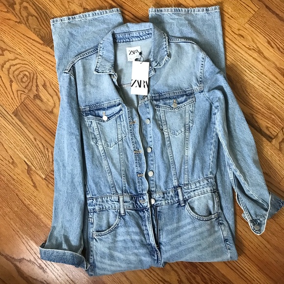 Zara Denim Jumpsuit NWT - Picture 3 of 7